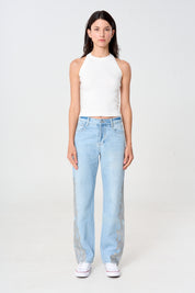 jean femenino azul claro con estampado