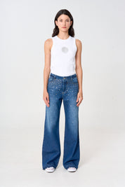 jean femenino oscuro con estrellas 