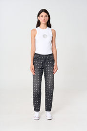 jean, negro, taches, mujer 