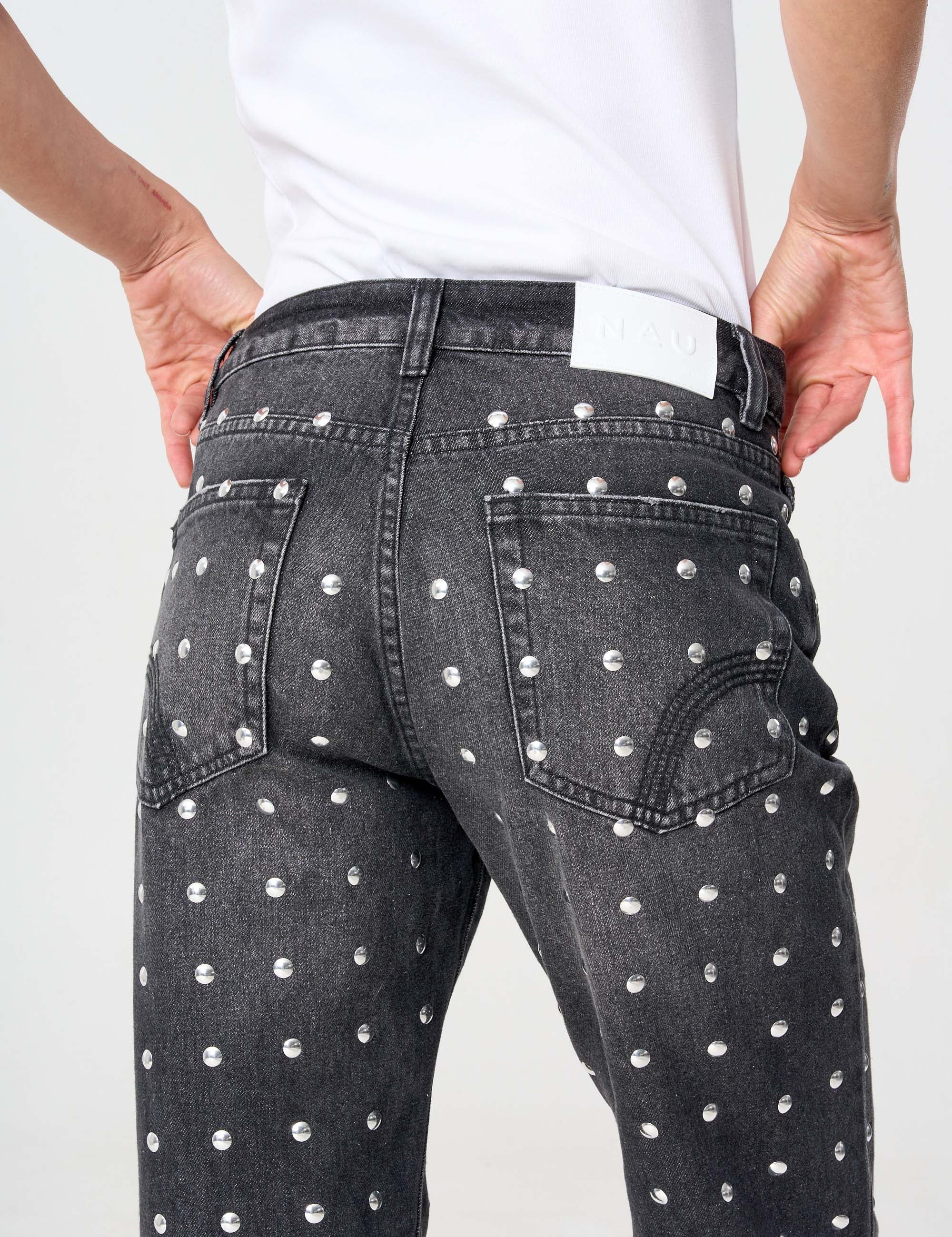 jean, negro, taches, mujer 