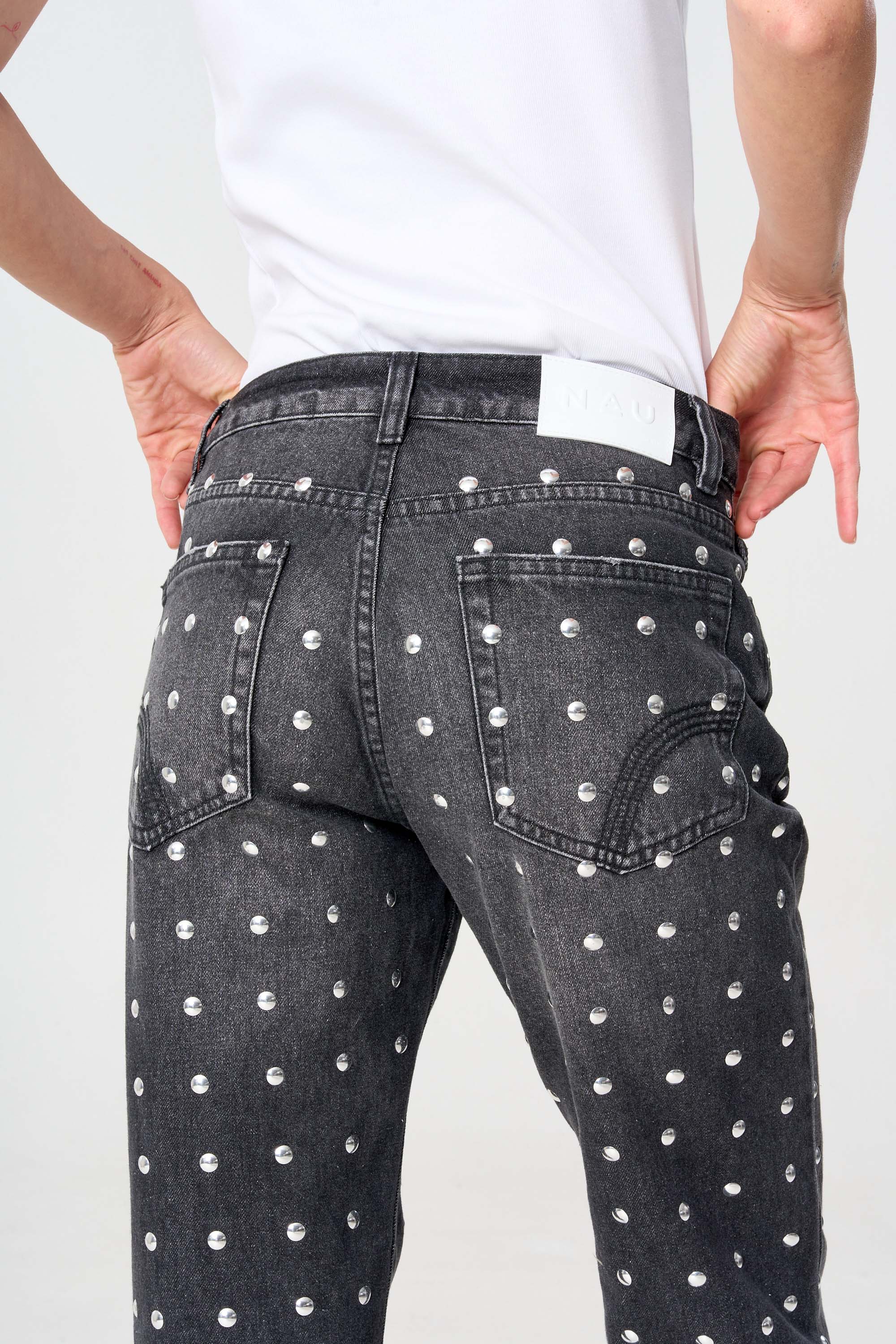 jean, negro, taches, mujer 