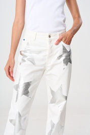 jean femenino estrellas plateadas 