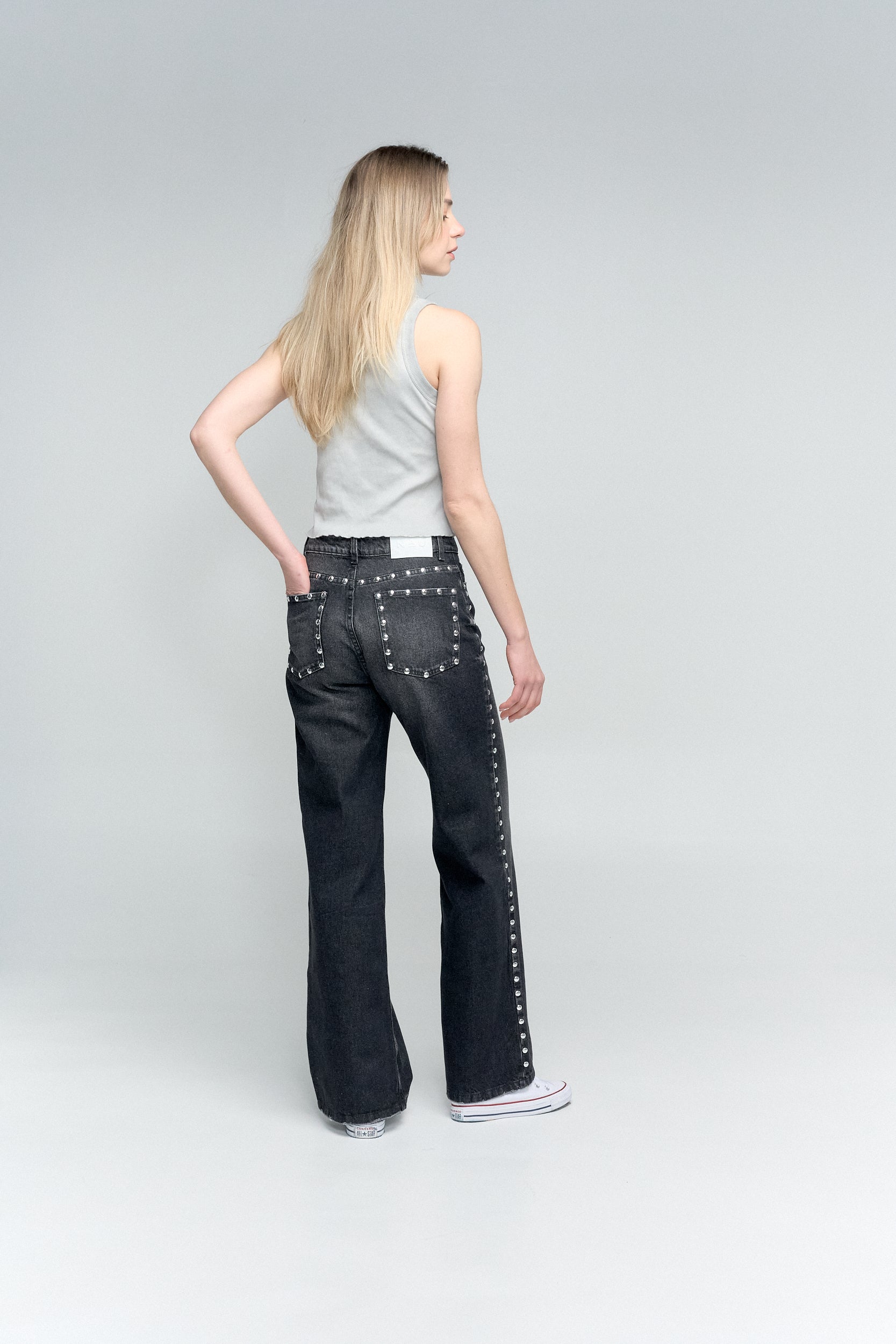 Black spotted Flare Jean 159