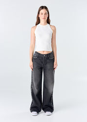 Black spotted Flare Jean 118