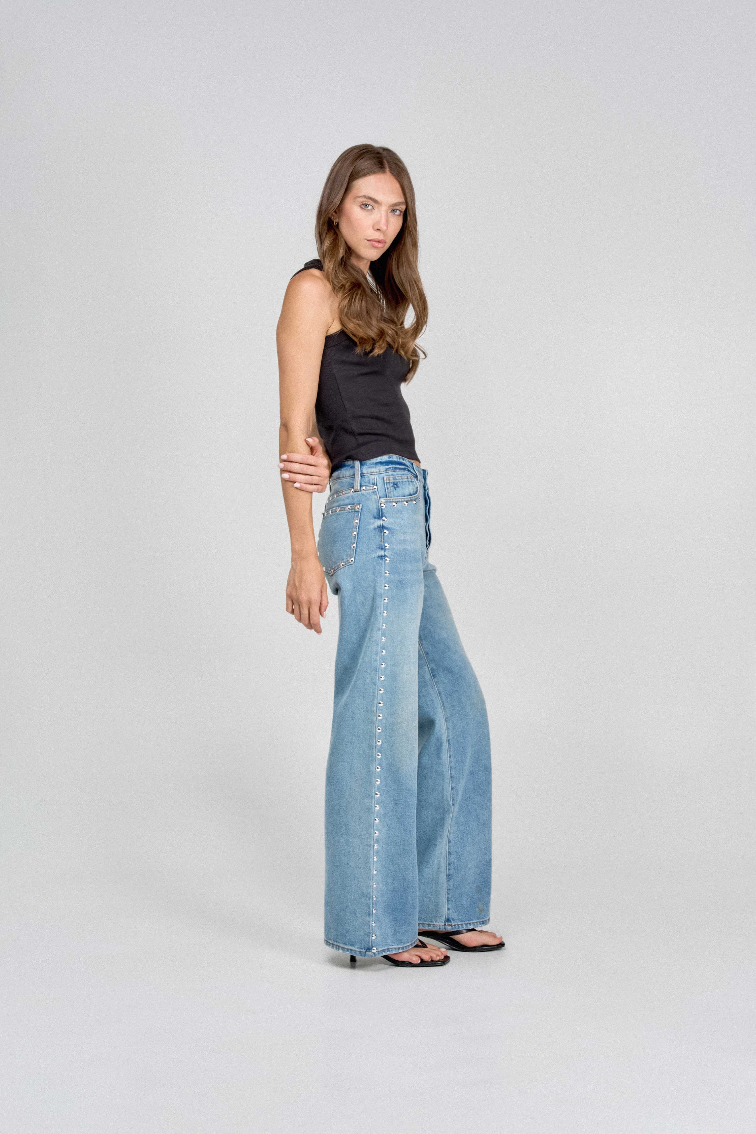 Blue spotted flare jean 184