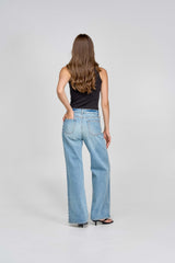 Blue spotted flare jean 184
