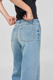 Blue spotted flare jean 184