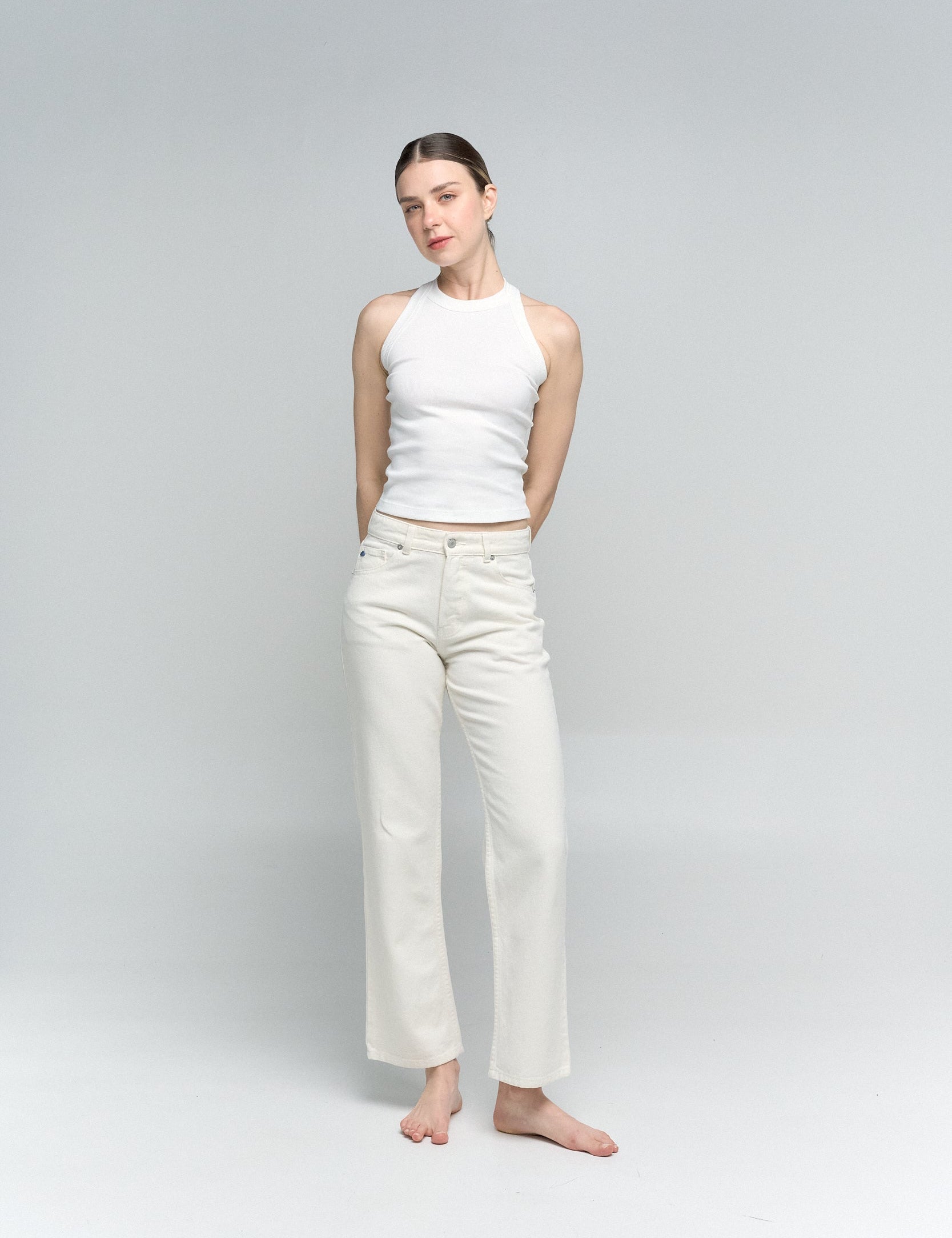 straight jean blanco