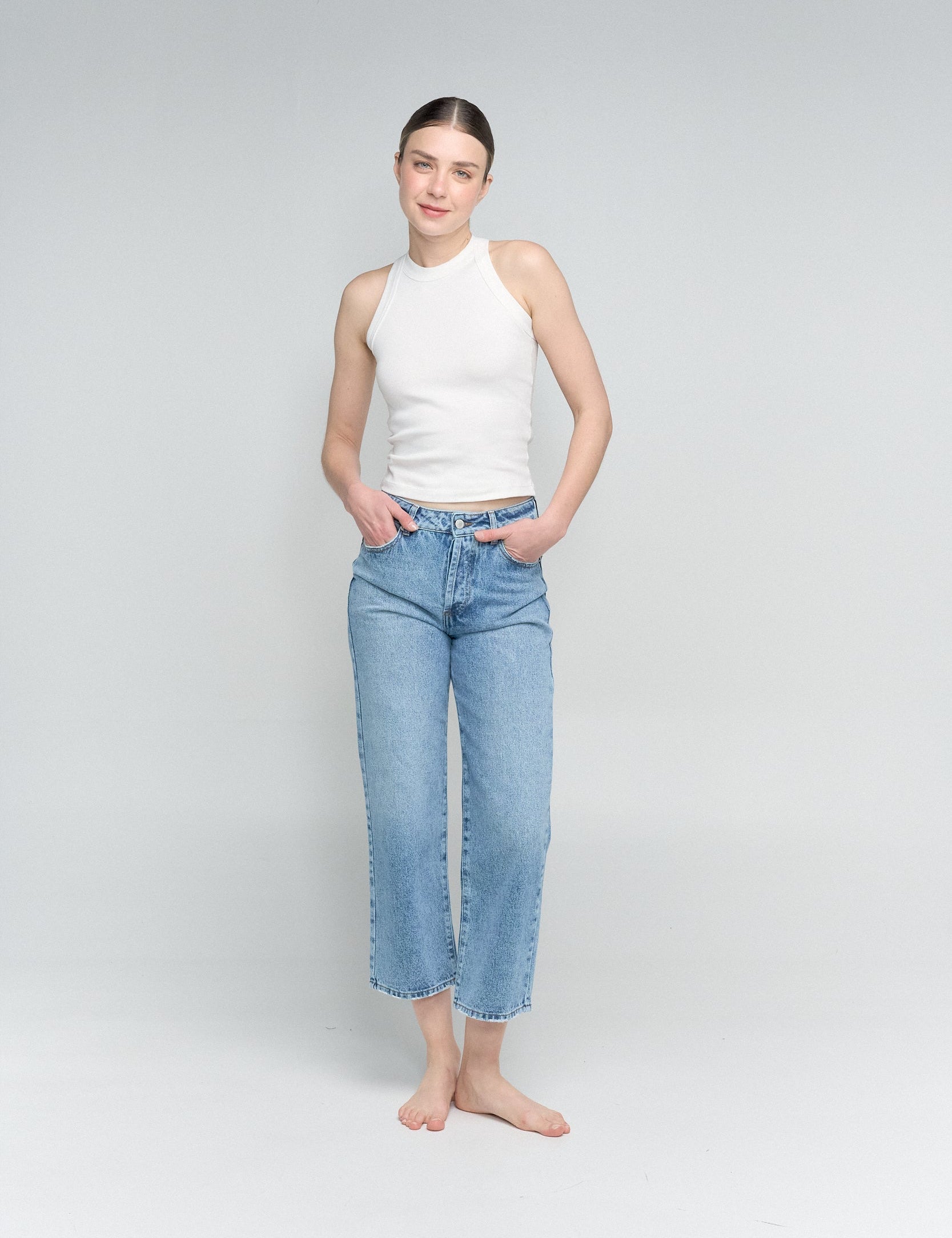 wide jean tono medio vintage